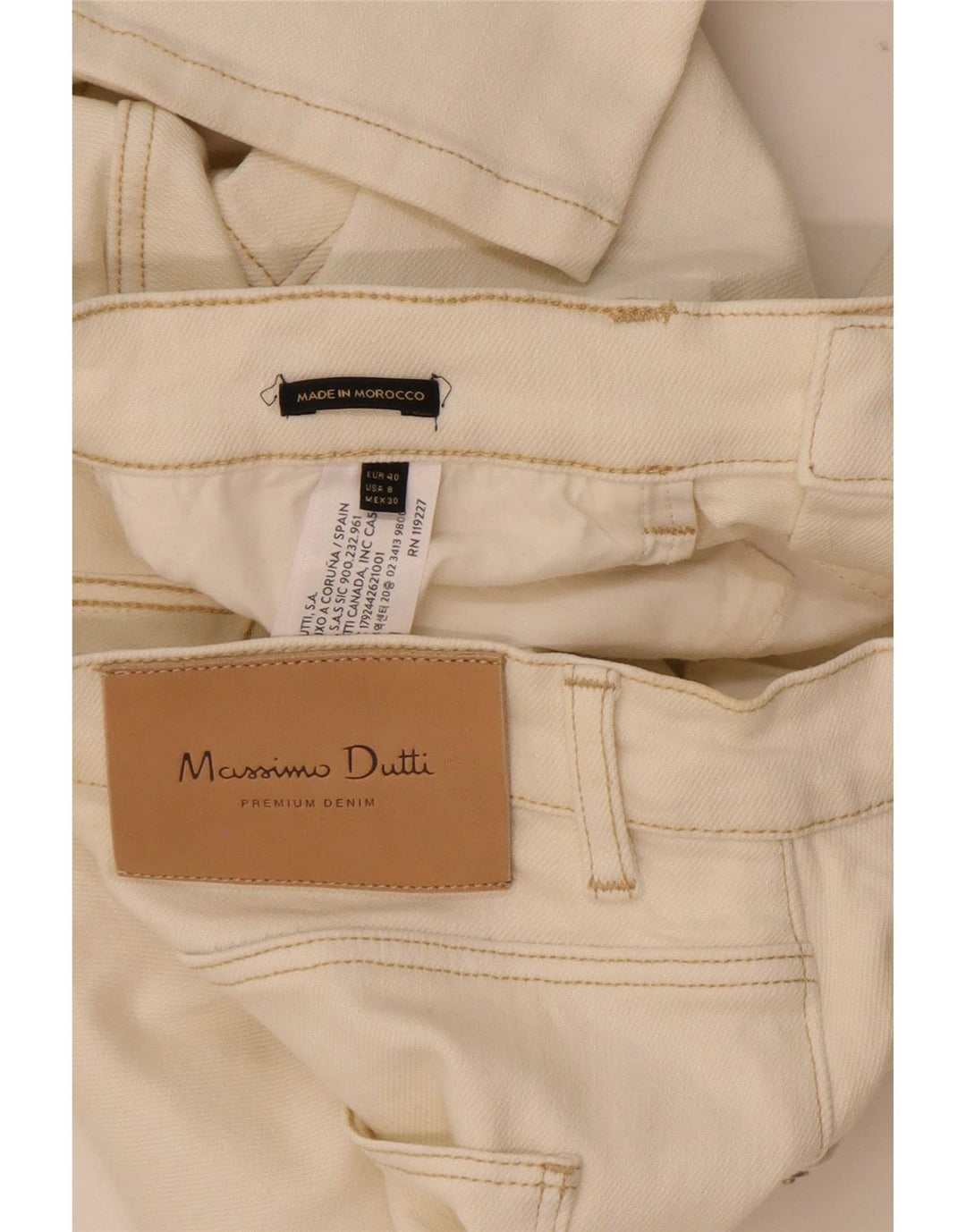 Massimo Dutti Damen Straight Jeans EU 40 Medium W30 L29 Off White Cotton