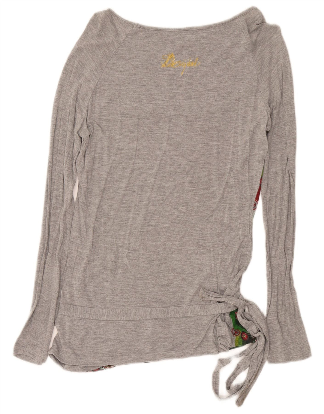 Desigual Damen Graphic Top Langarm UK 12 Mittelgrau Geometrisch