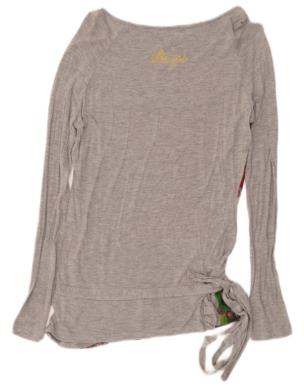 Desigual Damen Graphic Top Langarm UK 12 Mittelgrau Geometrisch