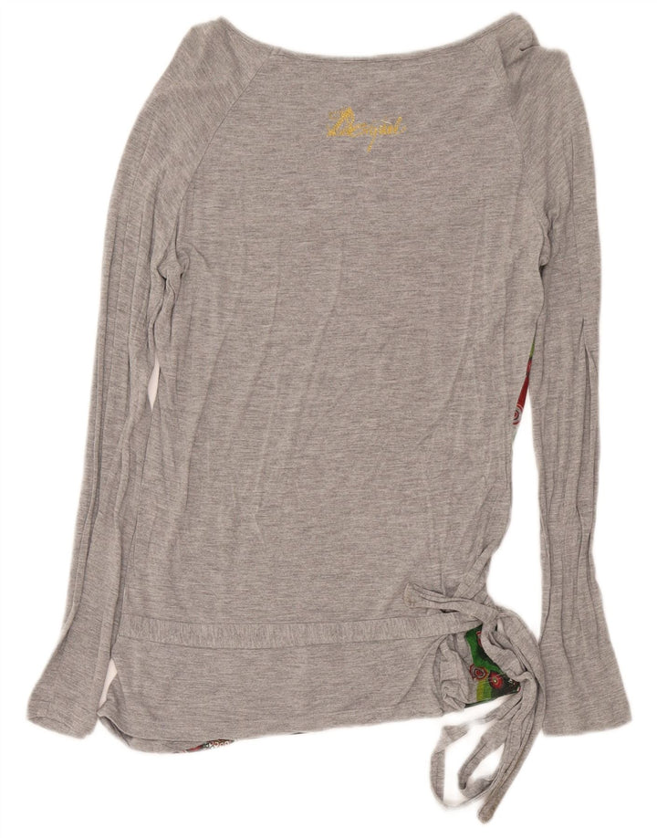 Desigual Damen Graphic Top Langarm UK 12 Mittelgrau Geometrisch