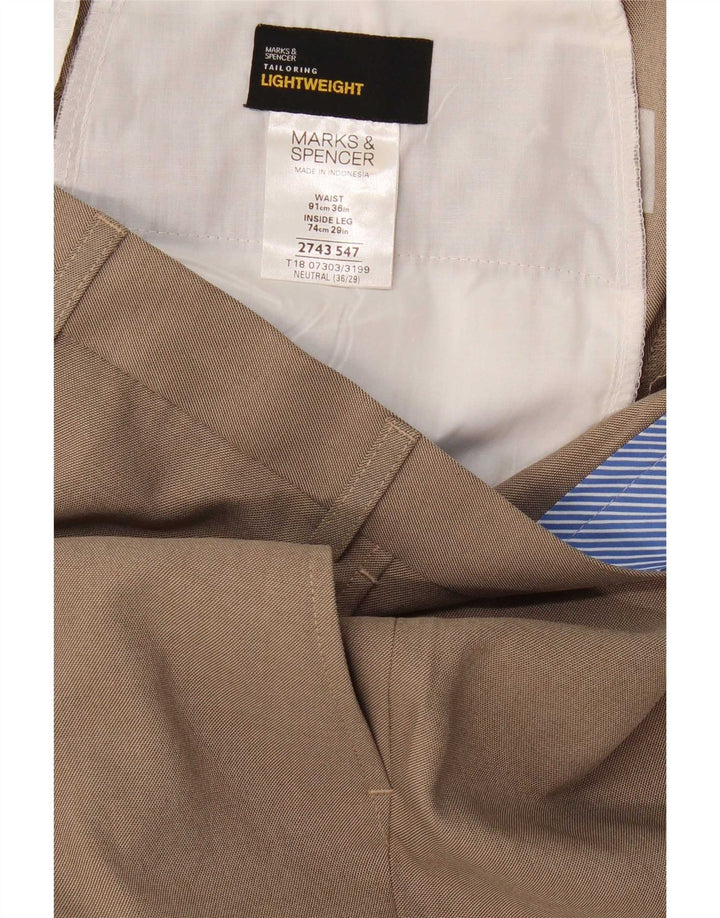 Gerade Herren-Anzughose von Marks & Spencer, W36, L29, Beige, Polyester