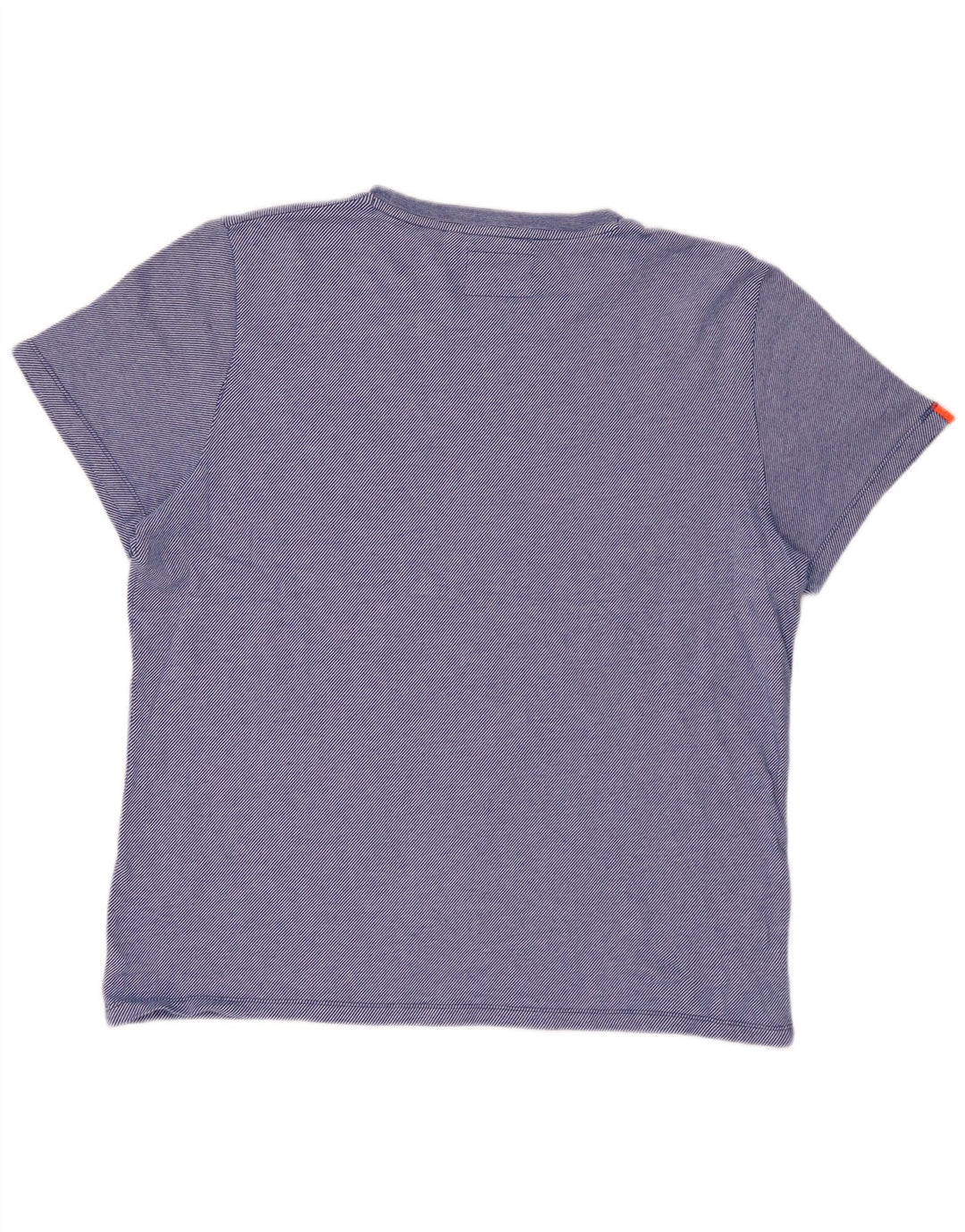 SUPERDRY Herren-T-Shirt-Oberteil 2XL aus blauer Nadelstreifen-Baumwolle