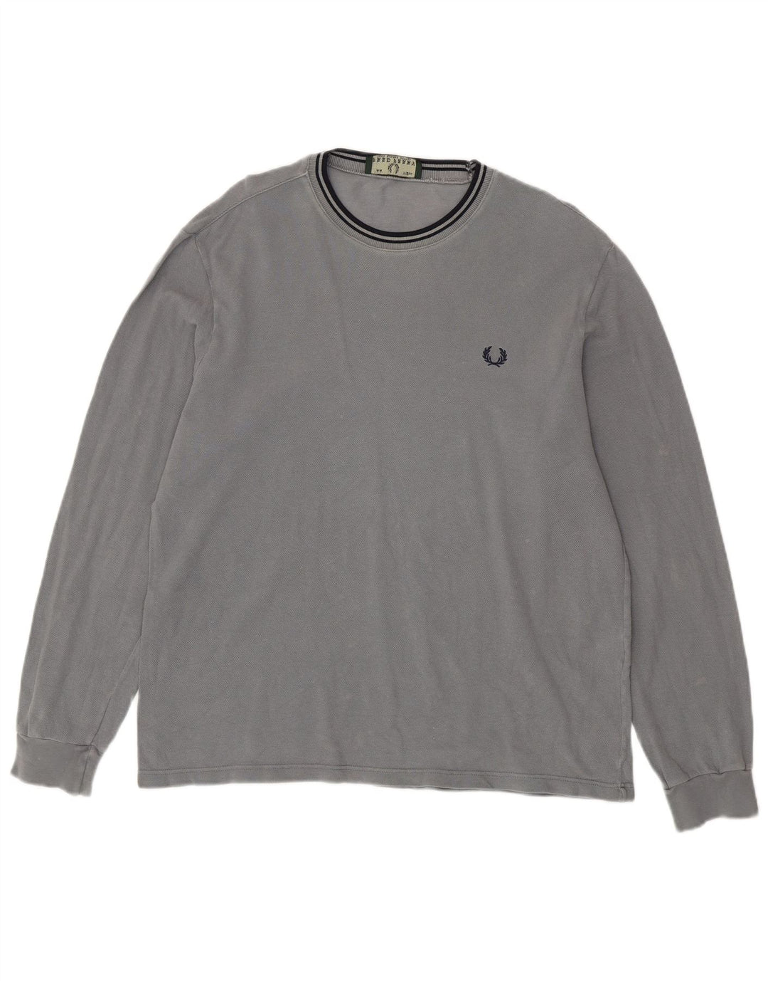FRED PERRY Herren-Top, langärmelig, mittelgraue Baumwolle