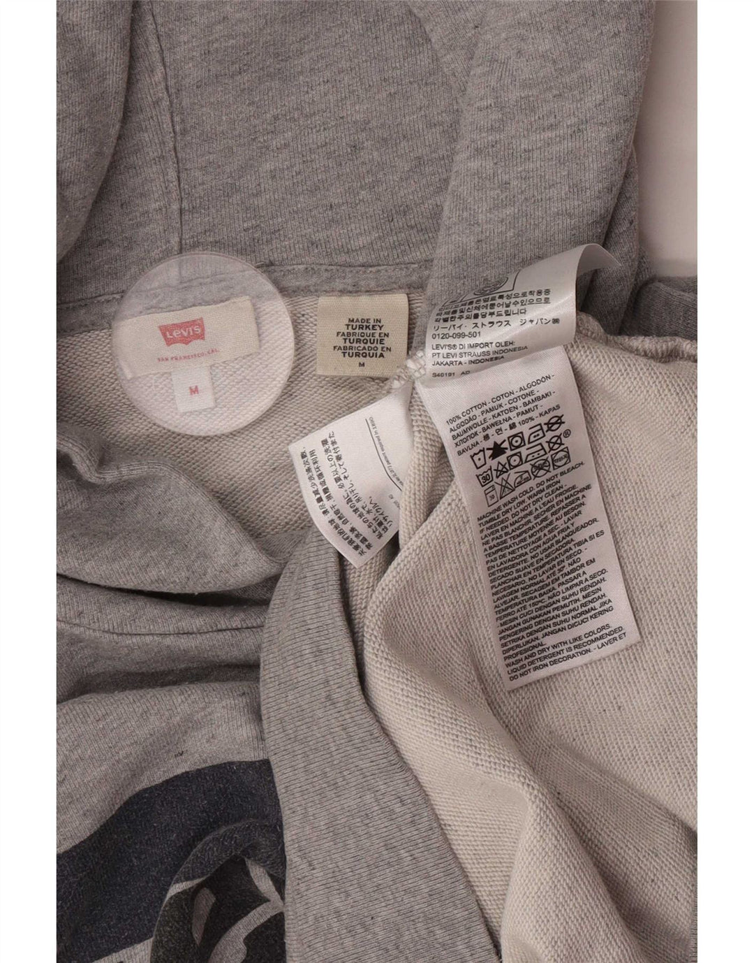 Levi's Herren-Kapuzenpullover mit Grafik, mittelgraue Baumwolle