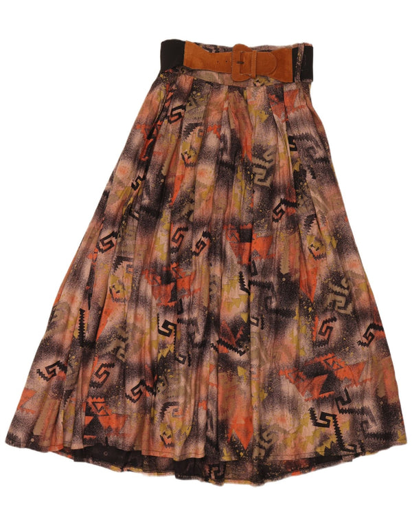 Vintage Damen Maxi High Waist Flared Rock W28 Mittelbraun Patchwork