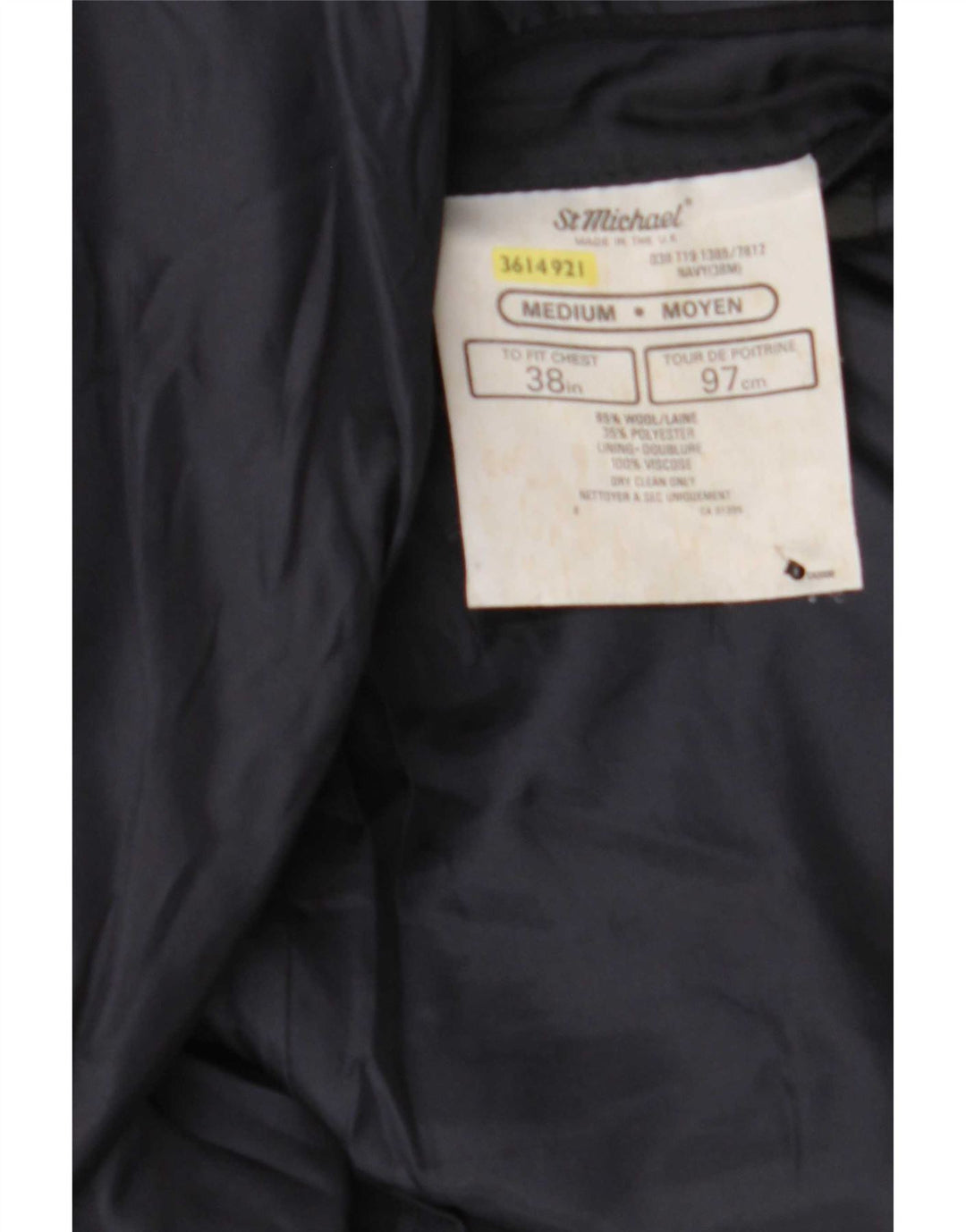 St Michael Herren Zweireihige Blazerjacke UK 38 Mittelmarineblaue Wolle