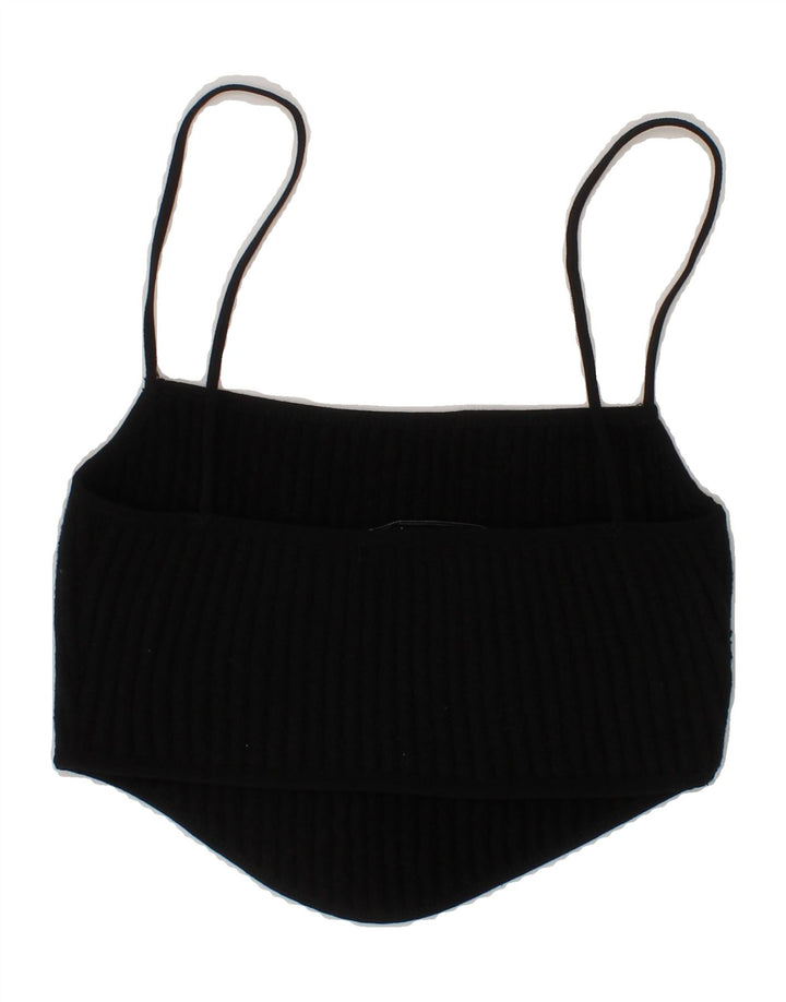 ZARA Womens Crop Cami Top UK 8 Small Black Cotton Vintage Zara and Second-Hand Zara from Messina Hembry 