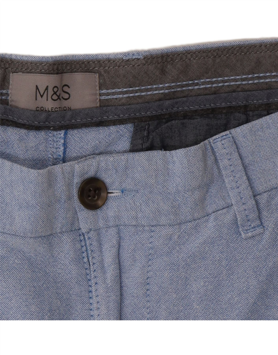 Marks & Spencer Herren-Chinoshorts W34, Größe L, Blau, Baumwolle