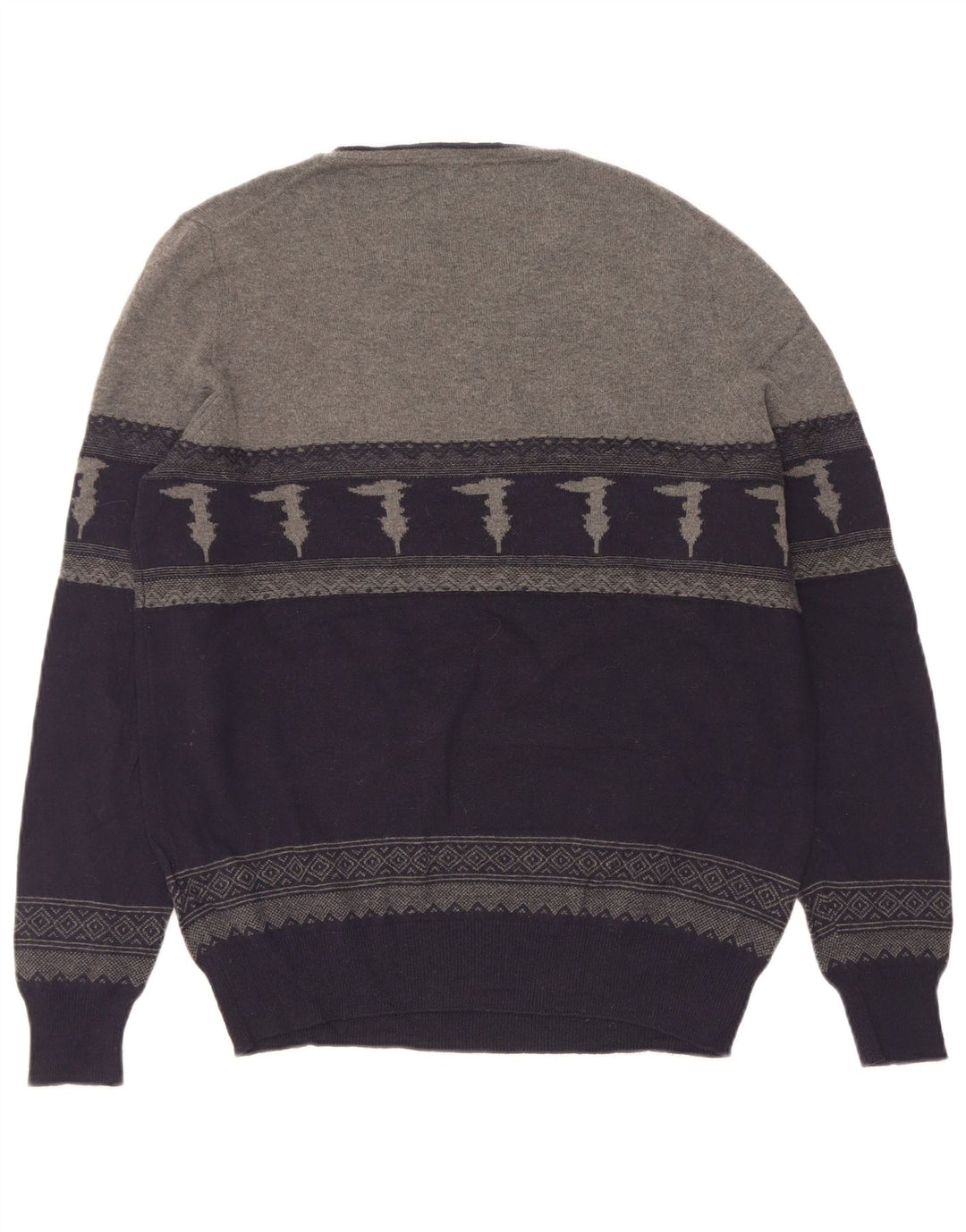 Trussardi Herren-Pullover mit U-Boot-Ausschnitt, mittlerer Marineblau-Farbblock