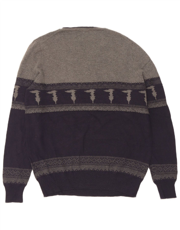 Trussardi Herren-Pullover mit U-Boot-Ausschnitt, mittlerer Marineblau-Farbblock