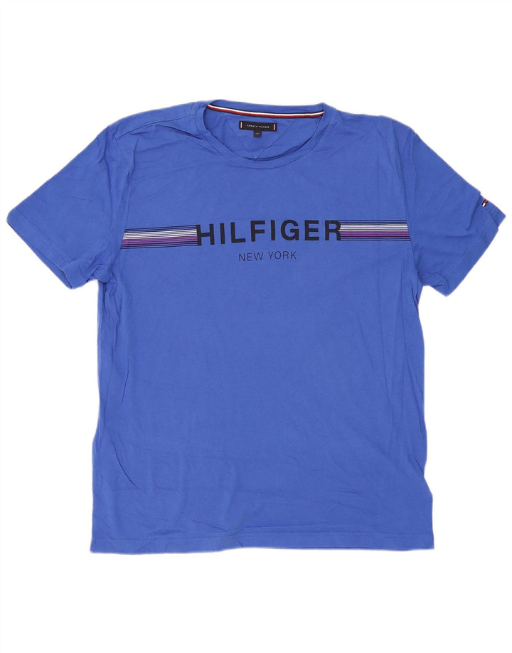 TOMMY HILFIGER Herren Grafik T-Shirt Top 2XL Blau Baumwolle