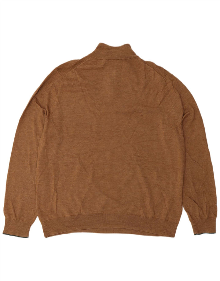 White Stuff Herren-Pullover mit Reißverschluss am Hals, 2XL, braune Wolle