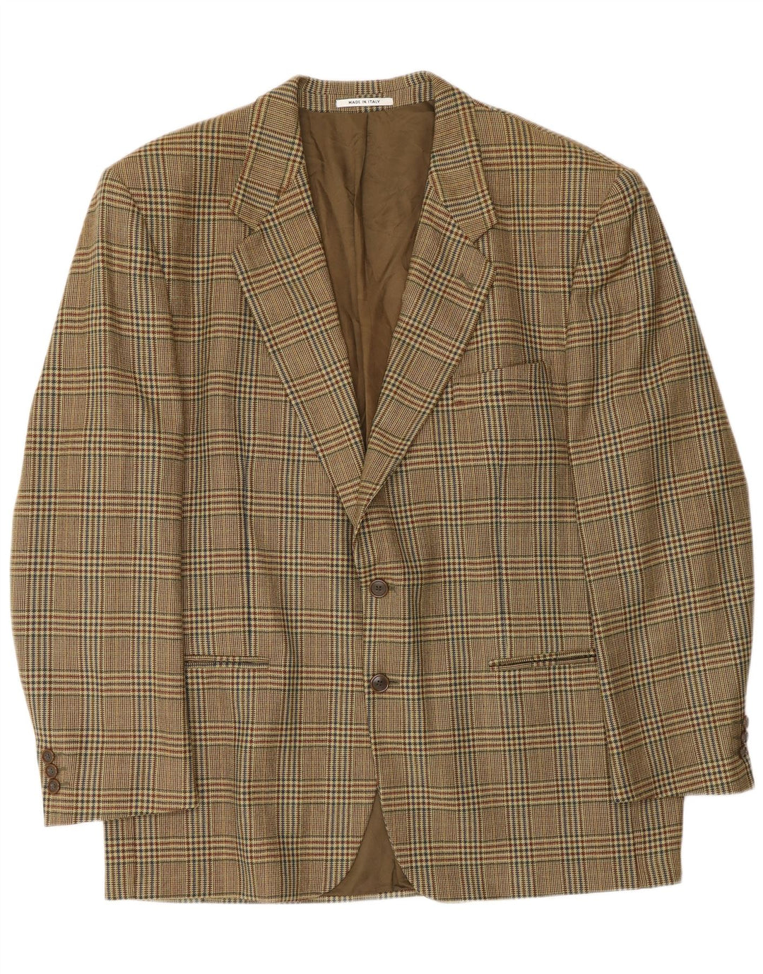 Vintage Herren 2-Knopf-Blazerjacke UK 40 Large Beige Houndstooth