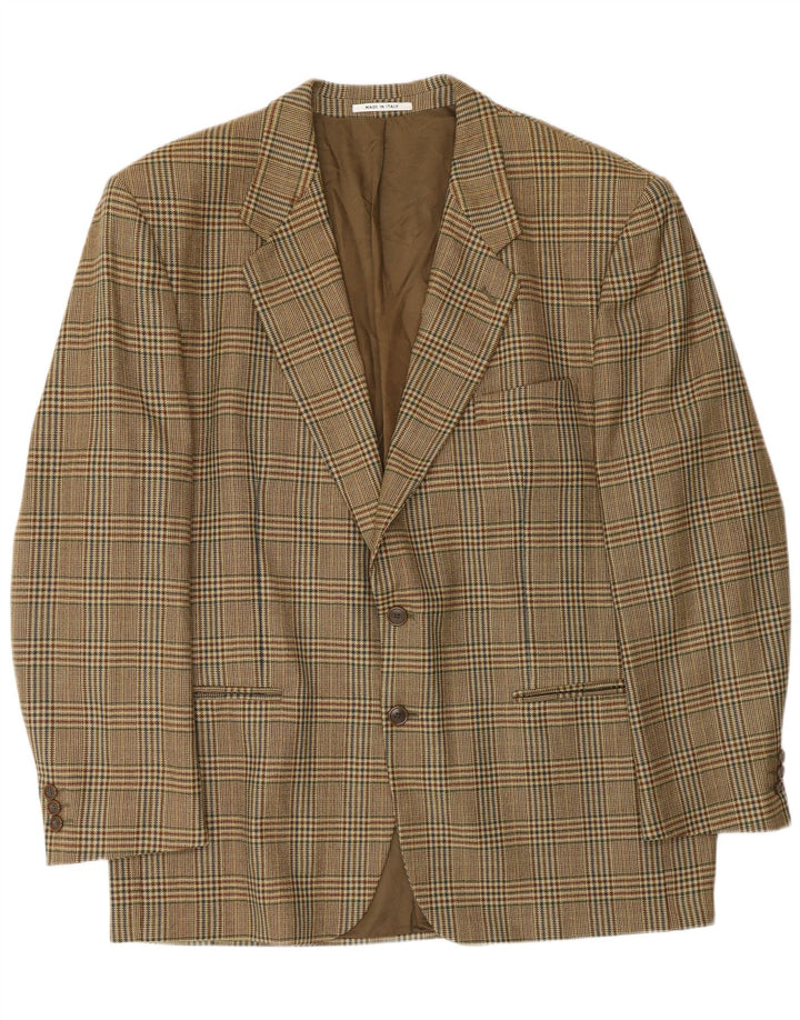 Vintage Herren 2-Knopf-Blazerjacke UK 40 Large Beige Houndstooth
