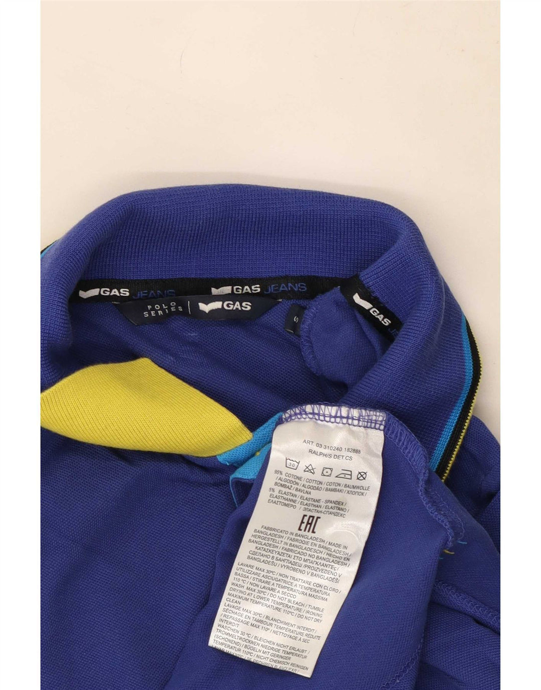 Gas Herren-Poloshirt, klein, blau gestreift, Baumwolle