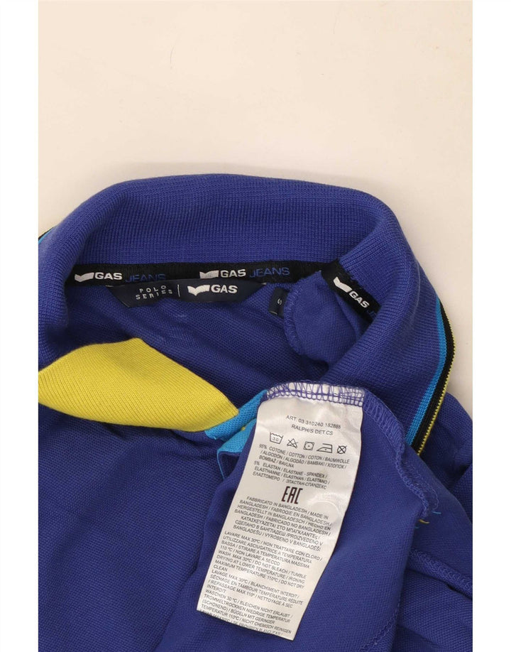 Gas Herren-Poloshirt, klein, blau gestreift, Baumwolle