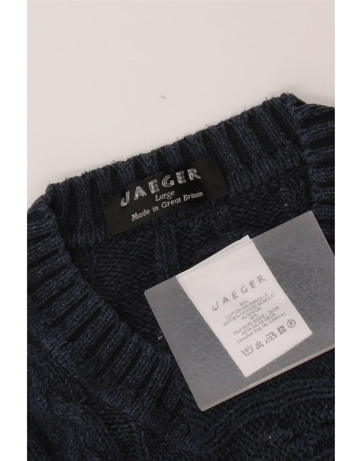 Jaeger Herren-Pullover mit V-Ausschnitt, groß, marineblaue Baumwolle