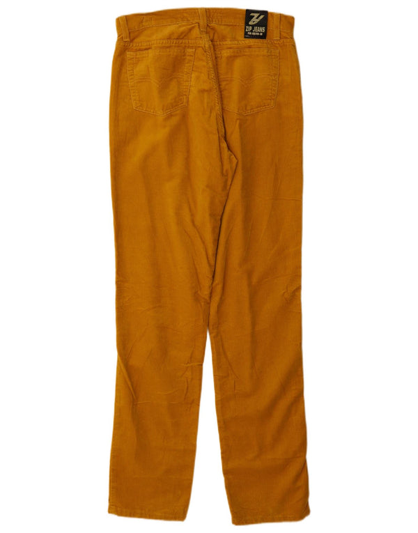 Gerade Damen-Freizeithose mit Reißverschluss, W32, L32, gelbe Baumwolle