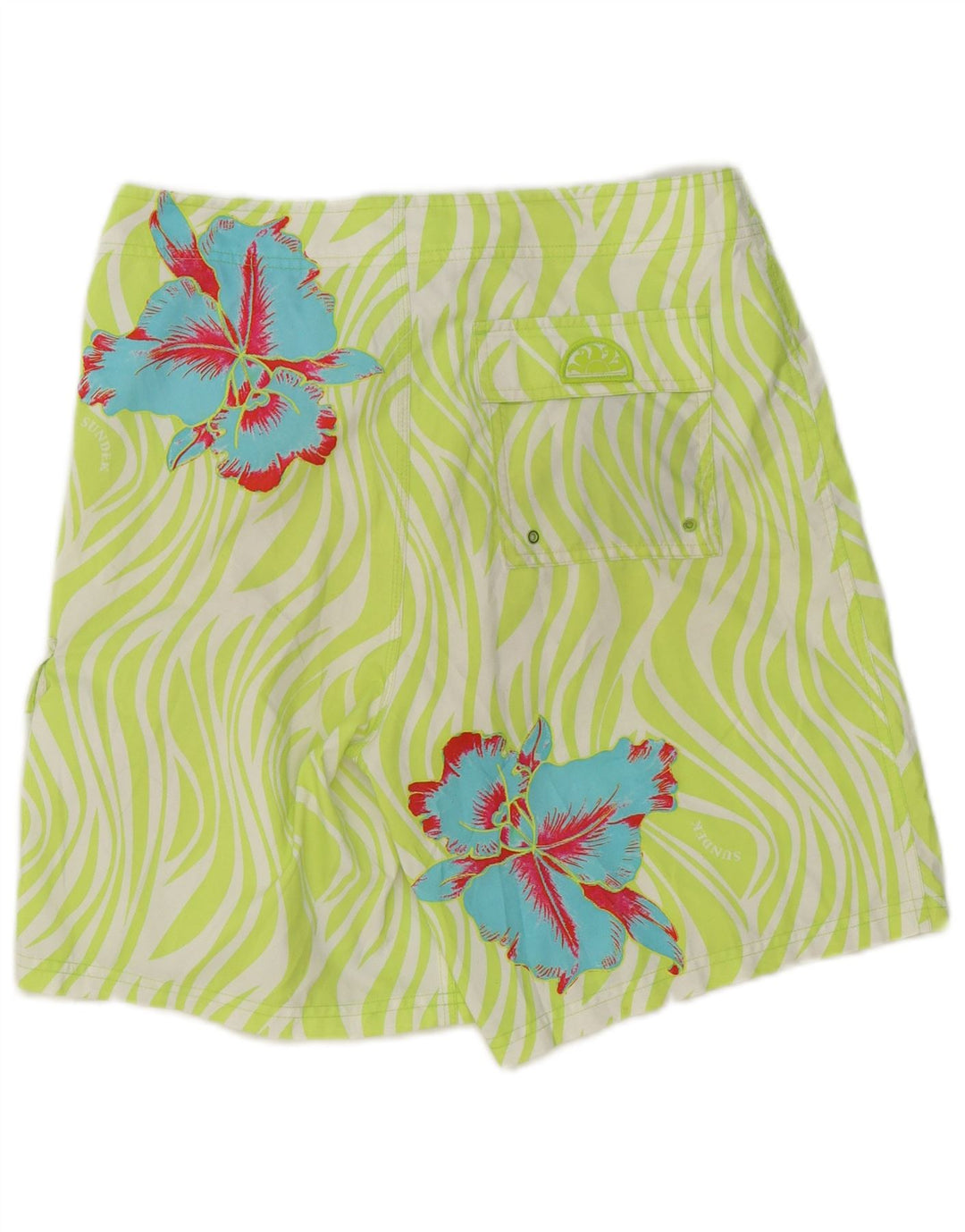 Sundek Herren-Badeshorts aus mittelgrünem, floralem Polyester
