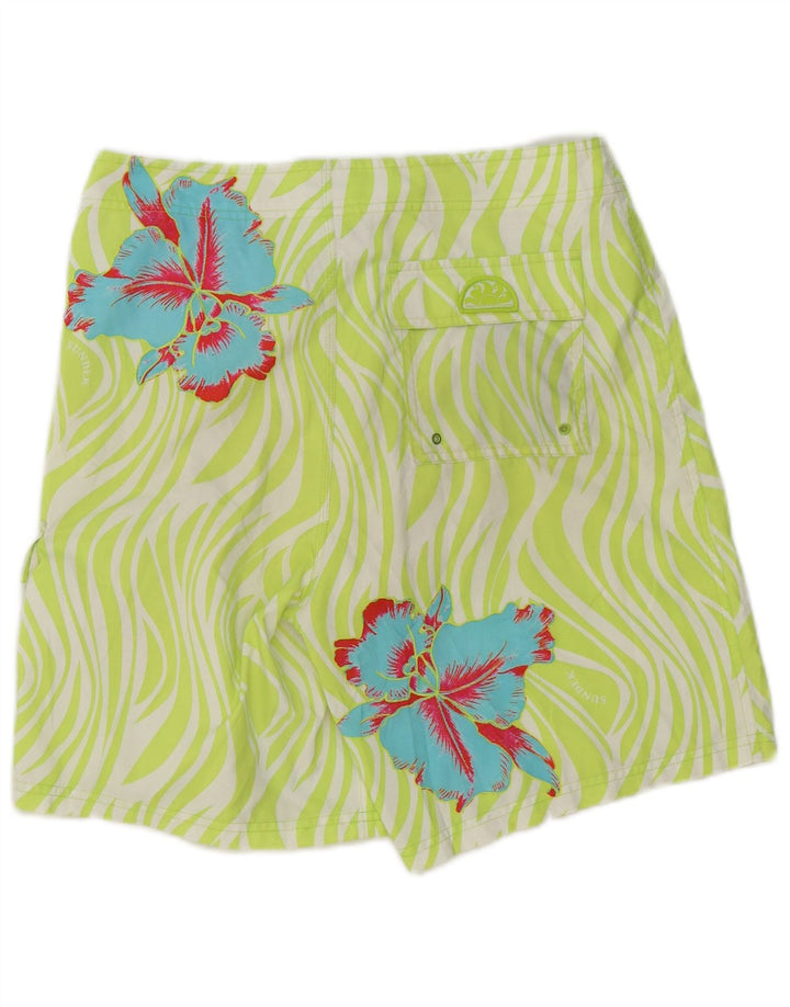 Sundek Herren-Badeshorts aus mittelgrünem, floralem Polyester