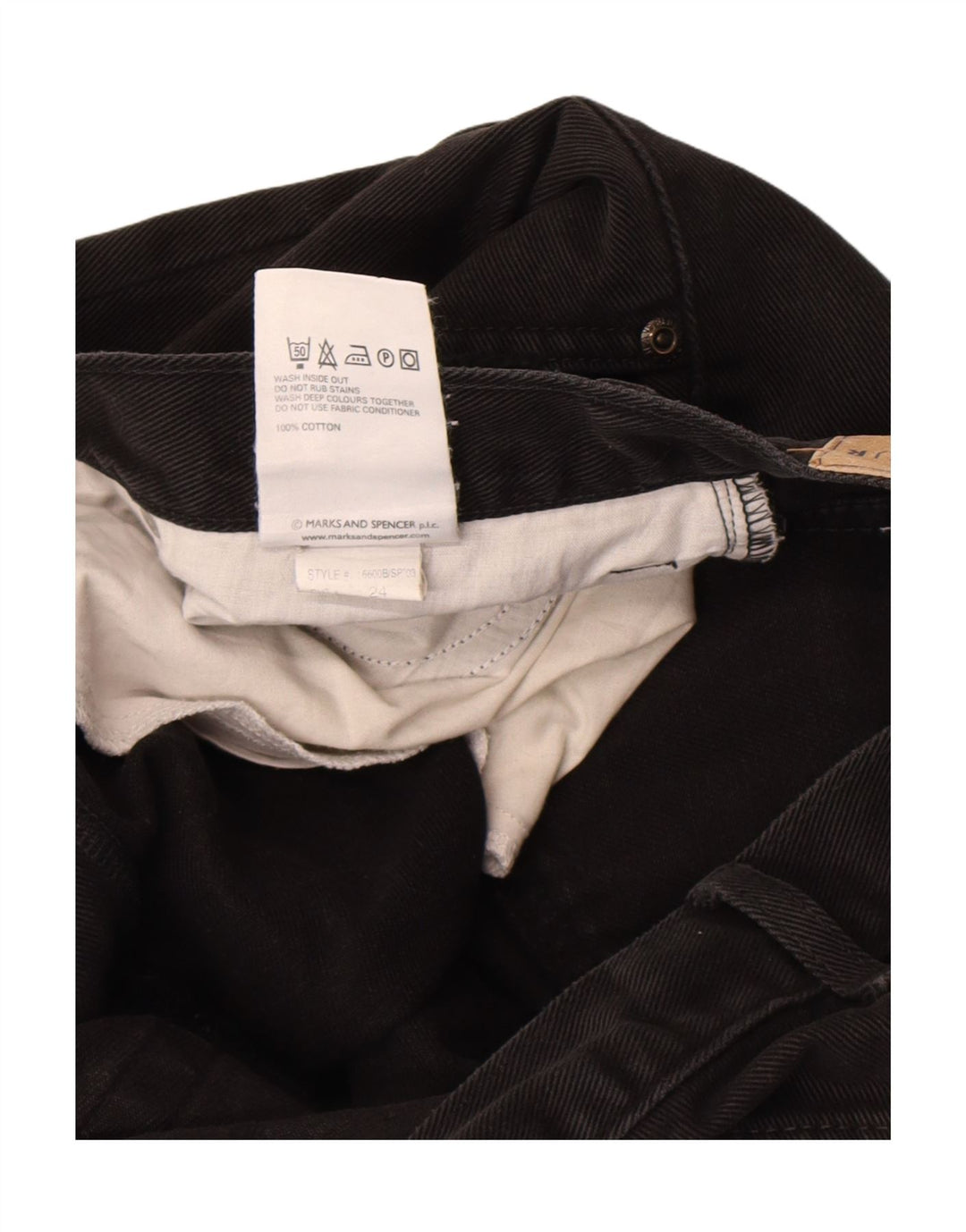 Marks & Spencer Herren Straight Jeans W38 L33 Schwarze Baumwolle
