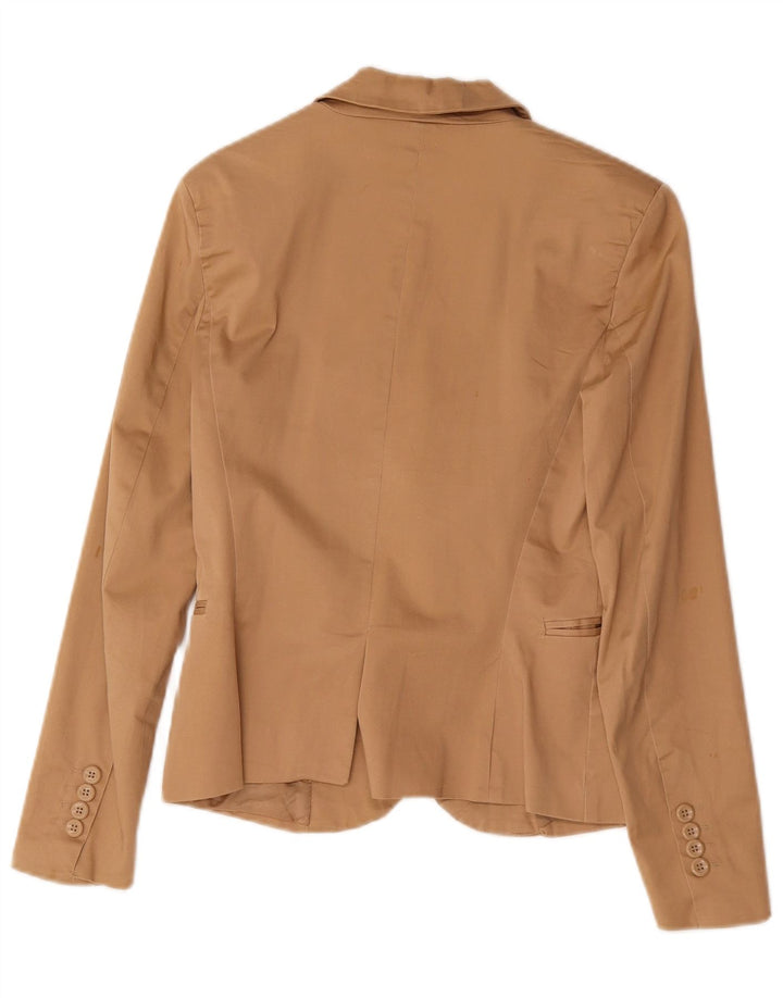 Zara Damen-Blazerjacke mit 1 Knopf, EU 38, kleine braune Baumwolle