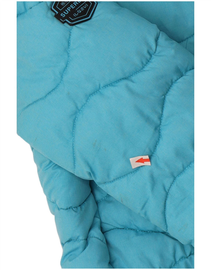 Superdry Wattierte Damenjacke mit Kapuze, UK 8, Größe S, Blau, Polyester