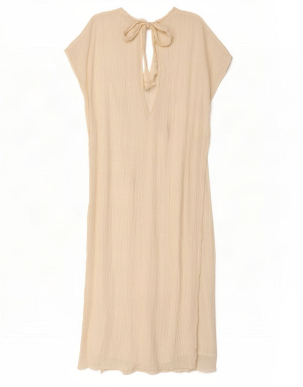 Zara Damen Ärmelloses Maxikleid UK 14 Mittelweißes Leinen
