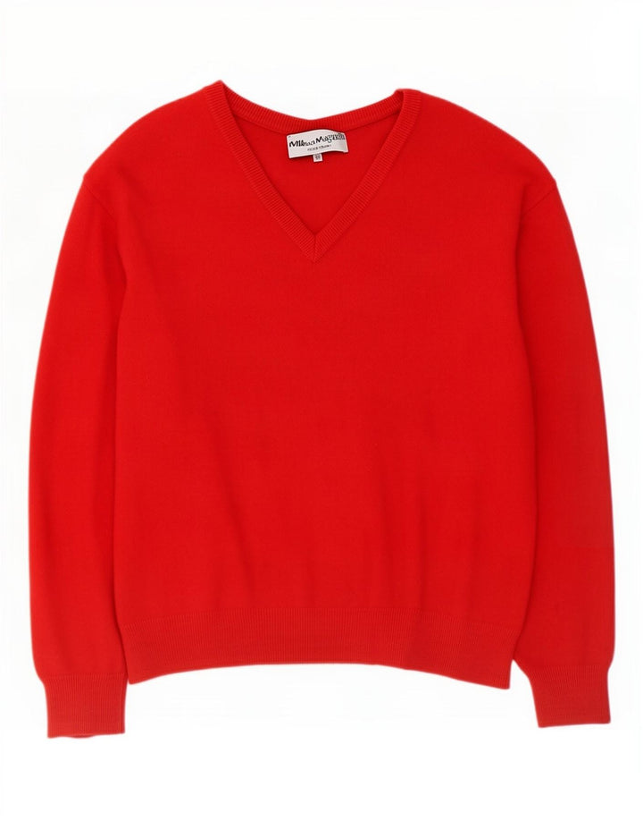 Vintage Damen Pullover mit V-Ausschnitt IT 50 XL Rot