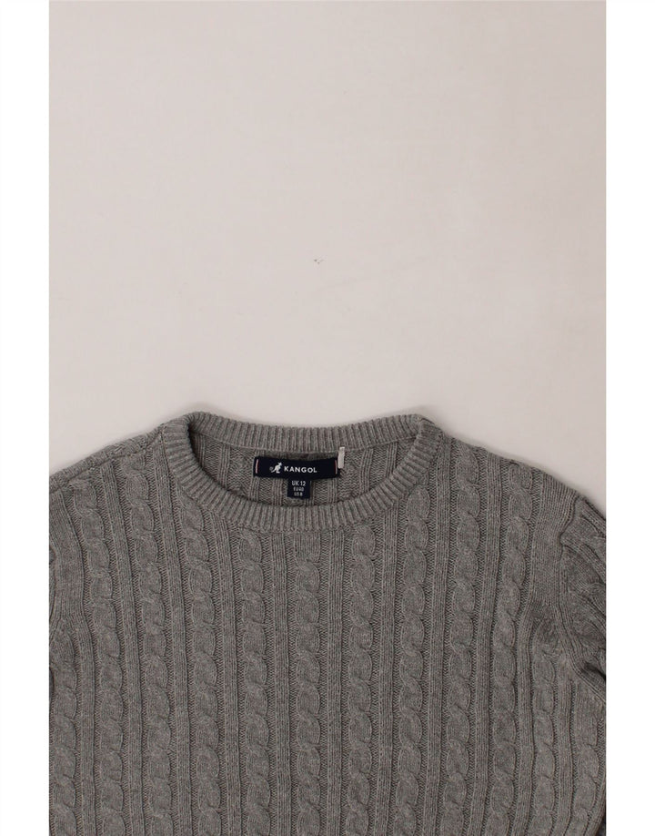 KANGOL Womens Boat Neck Jumper Sweater UK 12 Medium Grey Cotton Vintage Kangol and Second-Hand Kangol from Messina Hembry 