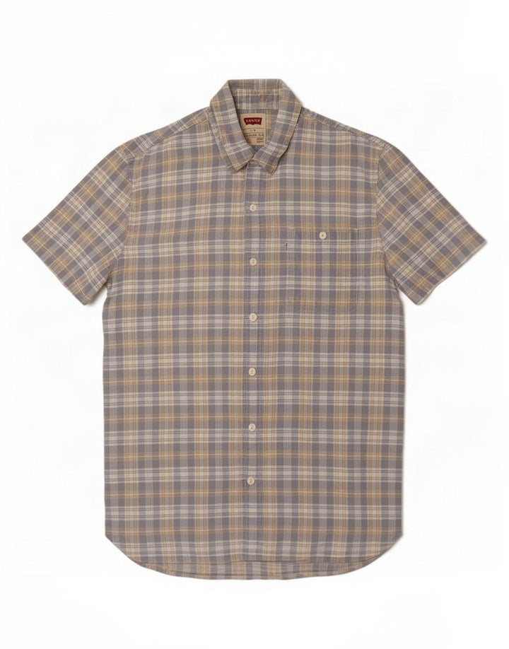 Levi's Herren-Kurzarmhemd, groß, blau kariert, Baumwolle