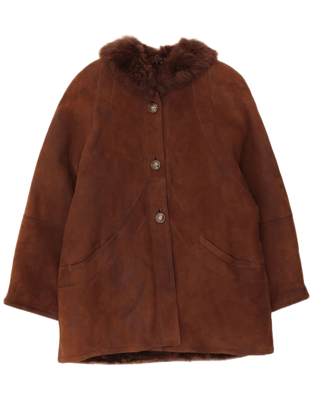 Vintage Damen Lammfellmantel UK 14 Groß Braun
