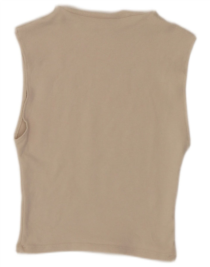 Zara Damen Crop Vest Top UK 14 Large Beige