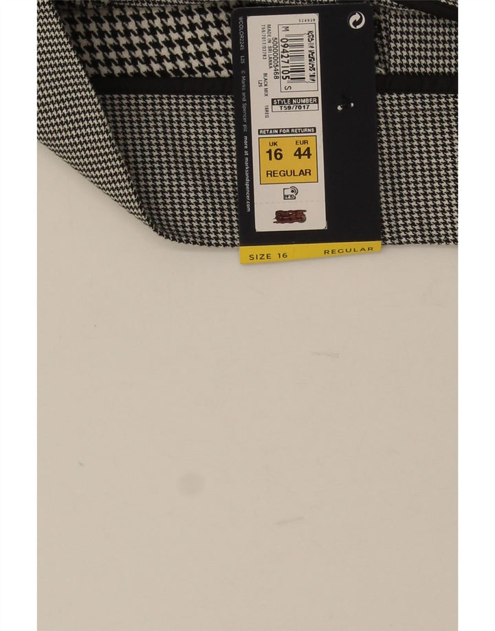 Marks & Spencer Damen Faltenrock UK 16 Large W34 Schwarzer Hahnentritt