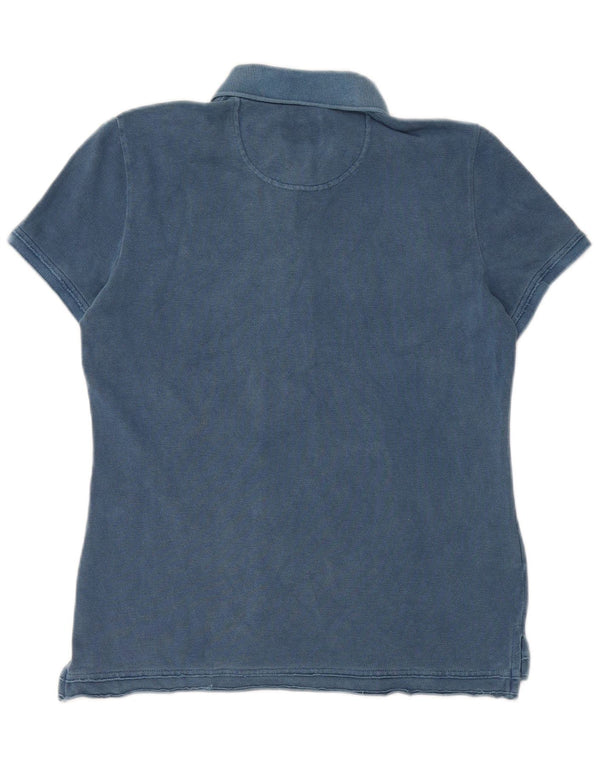 Lacoste Damen-Poloshirt, Größe 40, mittelblaue Baumwolle