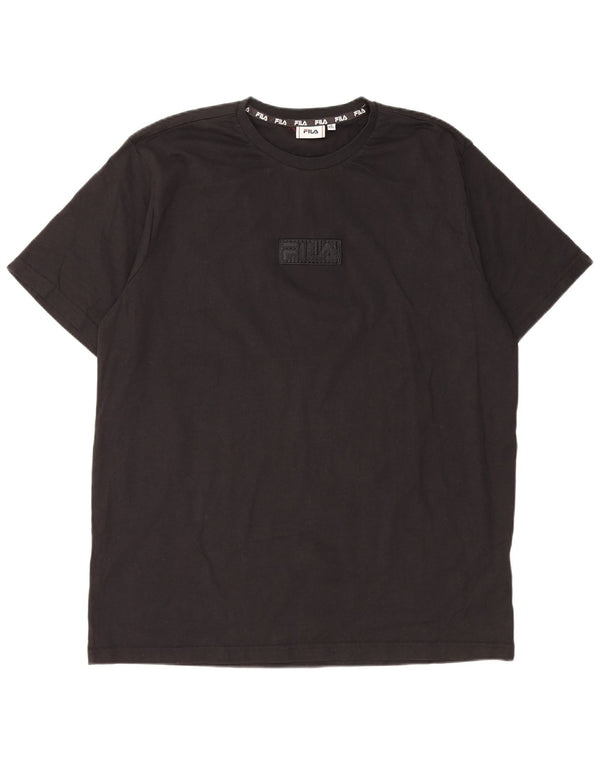 Fila Herren Grafik T-Shirt Top 2XL Schwarz Baumwolle