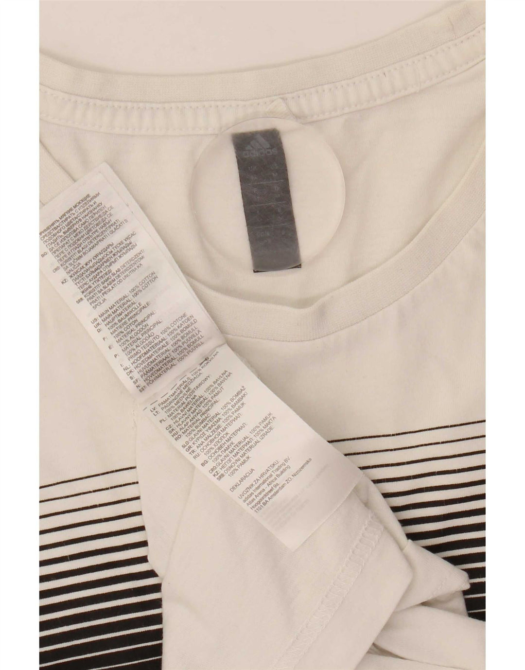 Adidas Herren Grafik-T-Shirt-Oberteil aus mittelweißer Baumwolle