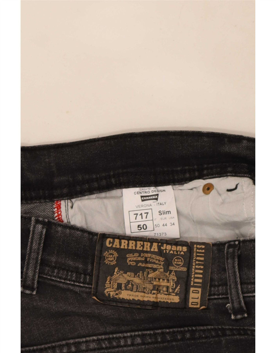 Carrera Herren 717 Distressed Slim Jeans W34 L32 Schwarze Baumwolle