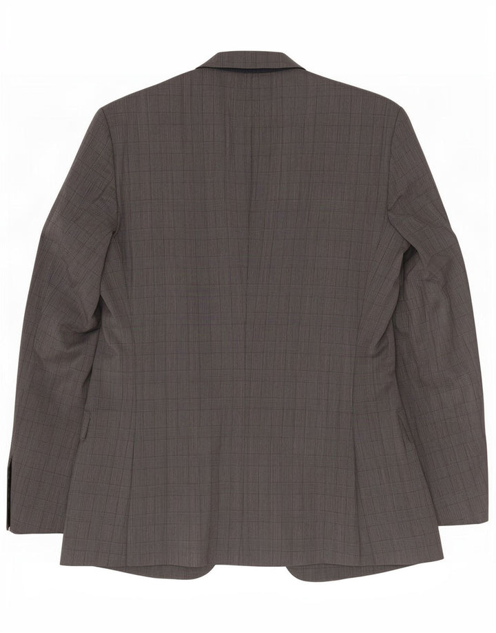 Hugo Boss Herren-Blazer mit 2 Knöpfen, EU 48, mittelgrau karierte Schurwolle
