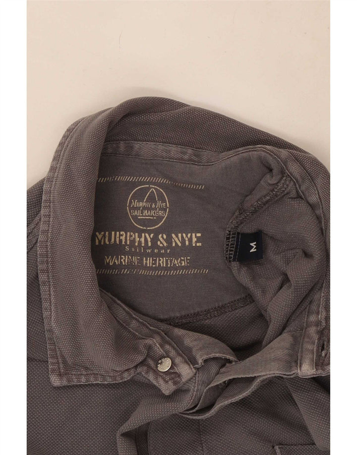 Murphy & Nye Herren Sailmakers Langarm-Poloshirt mit lockerer Passform Mittelgrau