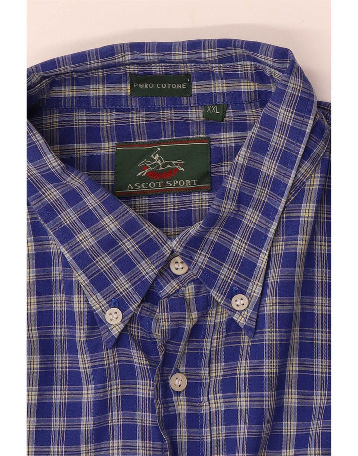 Ascot Sports Herrenhemd 2XL, blau kariert, Baumwolle