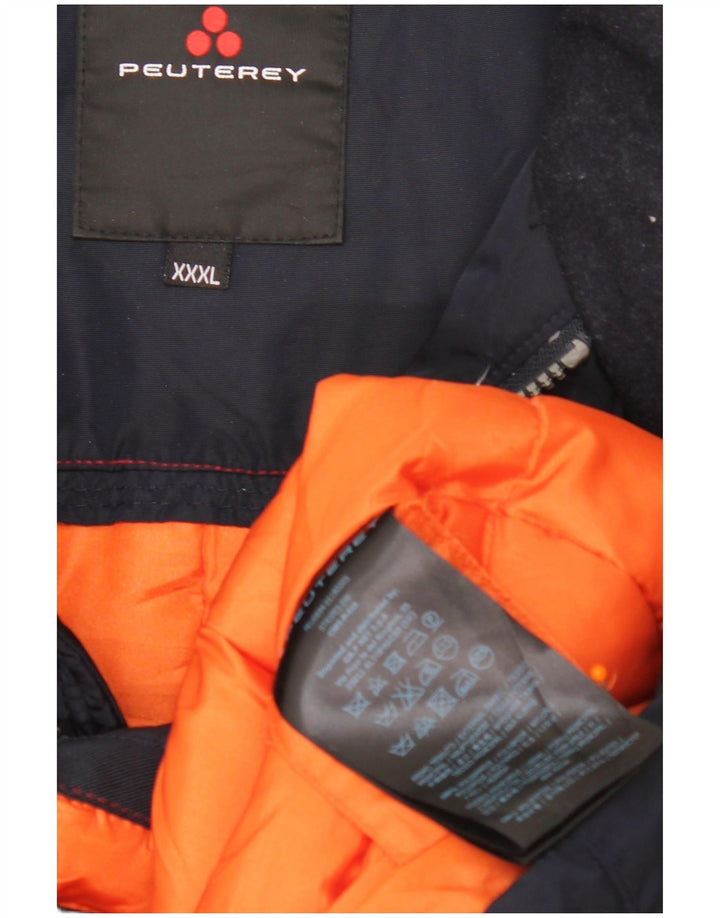 PEUTEREY Wattierte Herrenjacke mit Kapuze, UK 46 3XL, Marineblau, Polyamid