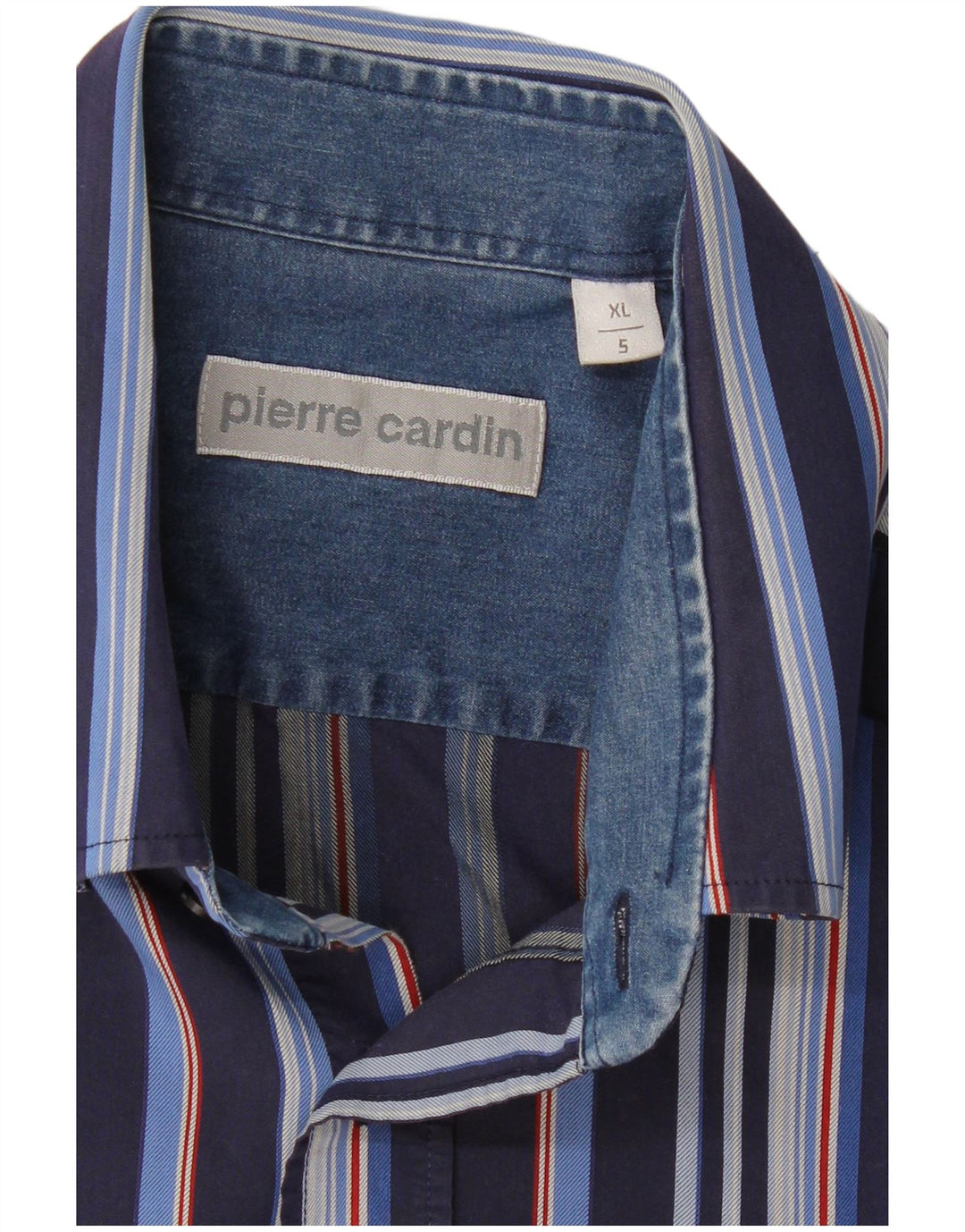 PIERRE CARDIN Herren Kurzarmhemd XL Marineblau gestreift