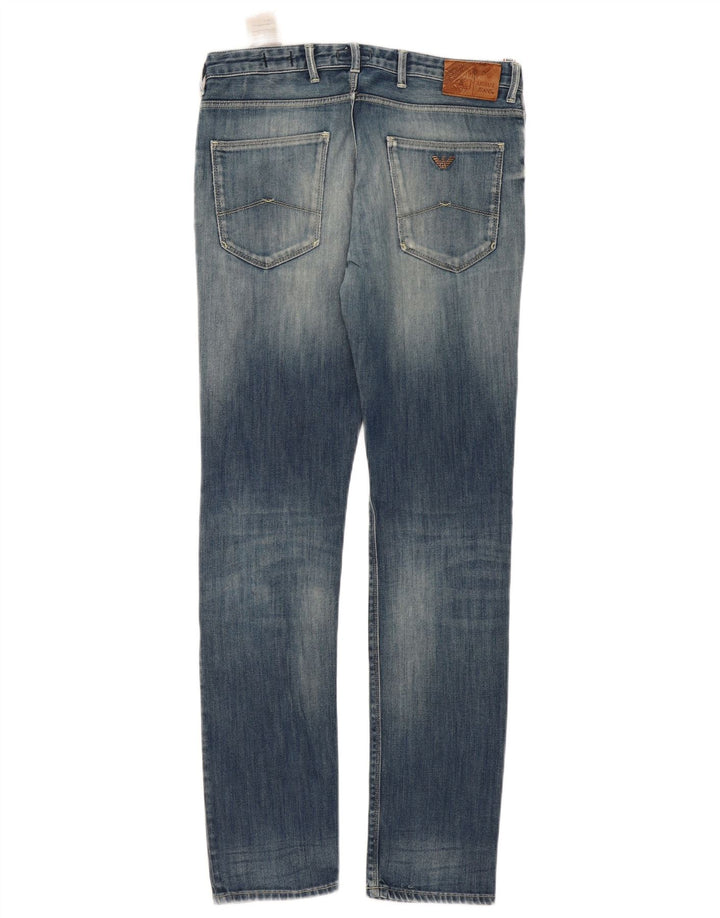Armani Damen-Jeans im Used-Look, schmal, W32, L32, Blau, Baumwolle
