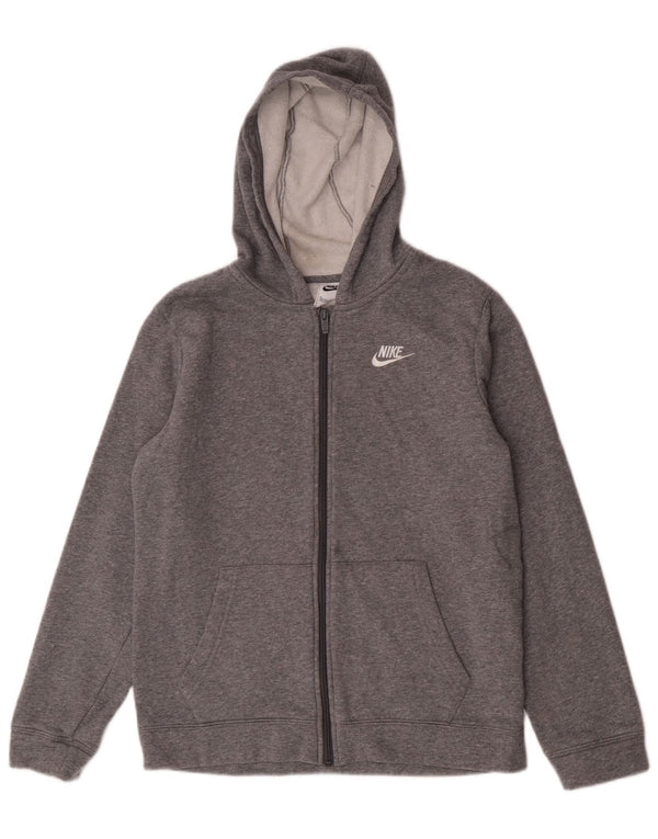 Nike Jungen-Kapuzenpullover mit Reißverschluss, 13–14 Jahre, XL, grau gefleckte Baumwolle
