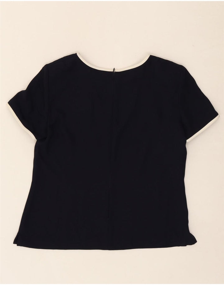 LUISA SPAGNOLI Womens Blouse Top IT 46 Large Navy Blue Polyester Vintage Luisa Spagnoli and Second-Hand Luisa Spagnoli from Messina Hembry 