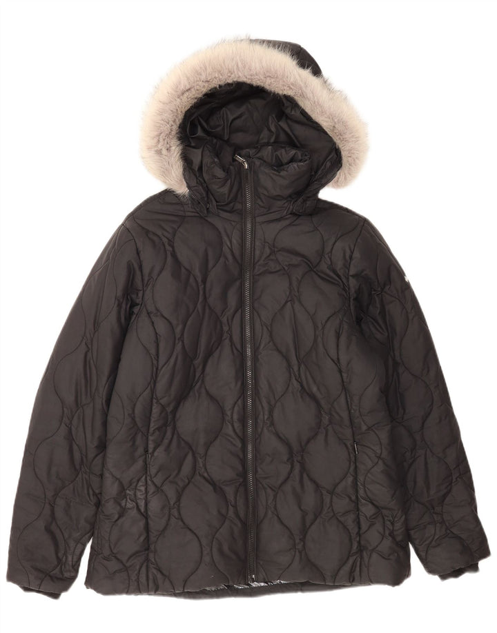 Columbia Damen-Jacke mit Kapuze, gepolstert, UK 16, Größe L, Schwarz, Polyester
