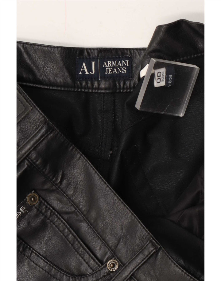 Armani Damen Lederhose W30 L35 Schwarz