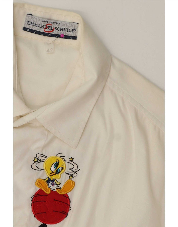 Emmanuel Schvili Damen Warner Bros Graphic Shirt IT 42 Medium White Floral
