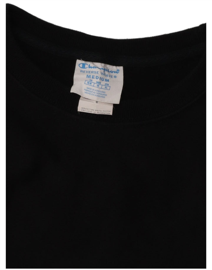 CHAMPION Damen-Sweatshirt-Pullover UK 14 Mittelschwarze Baumwolle
